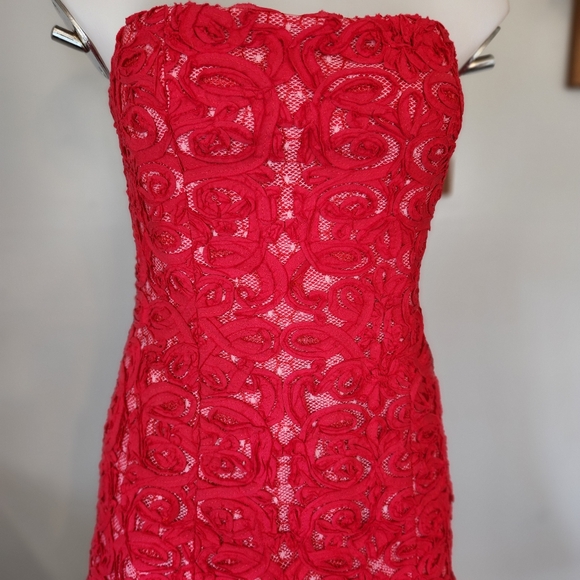 BCBGMaxazria Marina Short Strapless Ruffle Hem Dress NWT - Picture 2 of 13